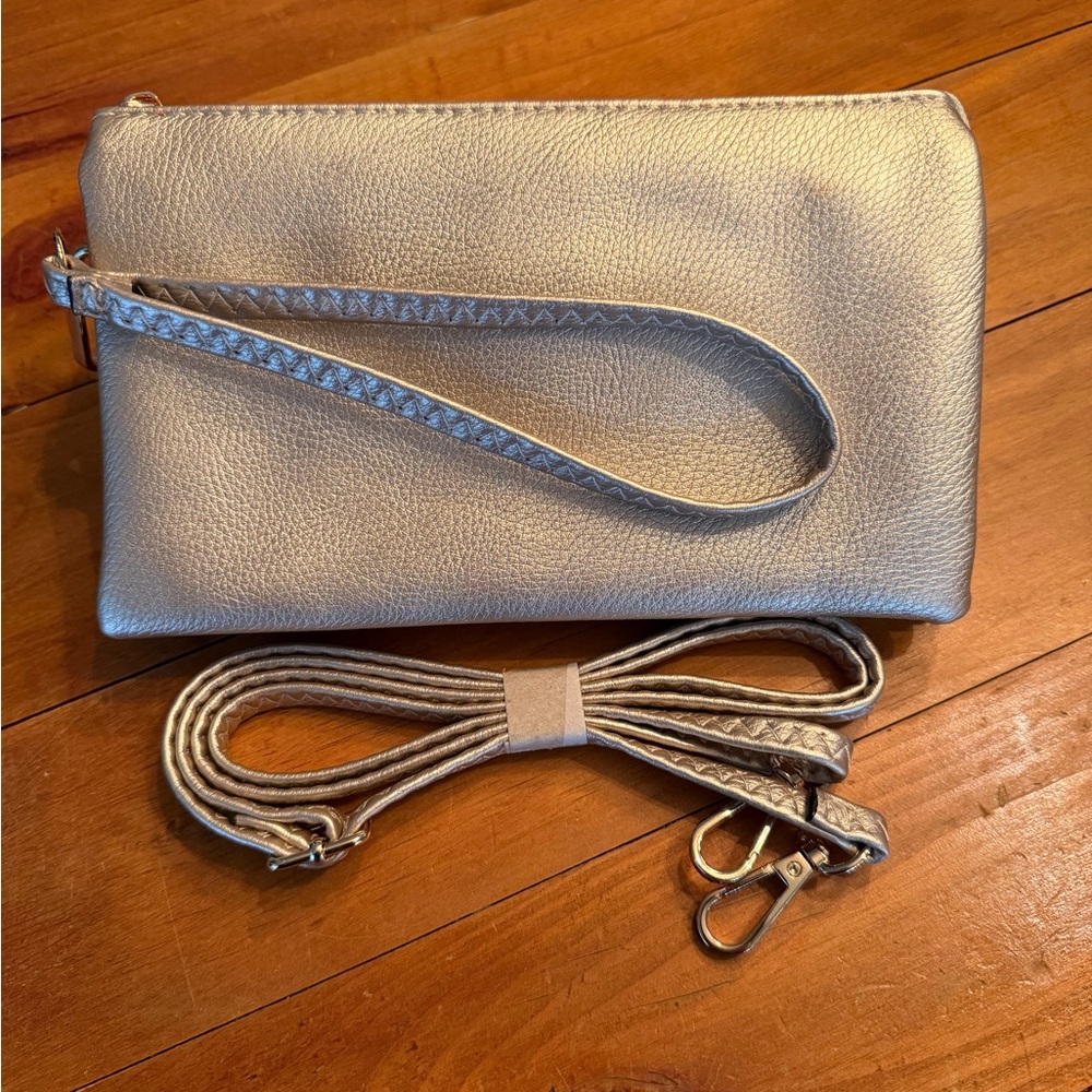 Jen & Co Gold Leather Crossbody/Wristlet
